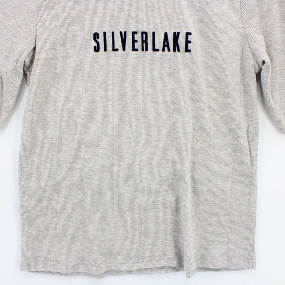 Mo:vint By Anthropologie Blouse Top Womens Gray Silverelake Short Sleeve L NWT - Picture 4 of 10